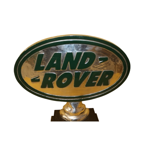 67 - Land Rover Metal Sign On Base, 40.5 wide x 36.5 cm