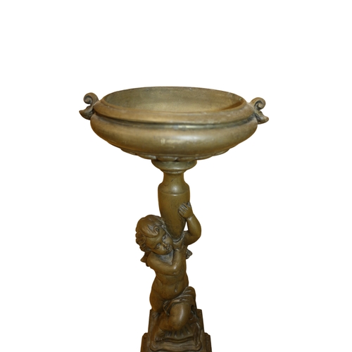 97 - Brass Cherub Signed C. Port Incense Stand & Ornate Lamp Base