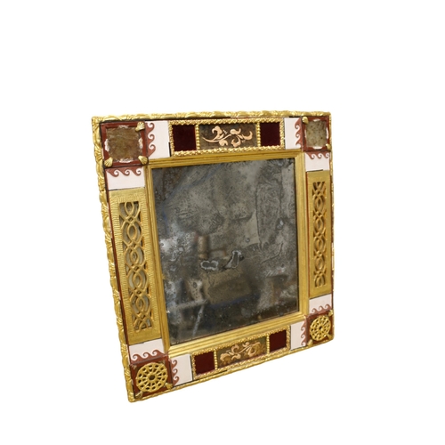 106 - Highly Decorated Aged Mirror, possibly Sorento Styled, 43 x 46 cm