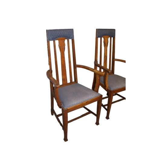 115 - Pair of Highback McIntosh Style Chairs from the Glasgow Arts & Crafts School in the Manner of E.... 