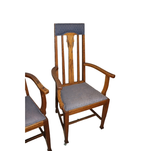 115 - Pair of Highback McIntosh Style Chairs from the Glasgow Arts & Crafts School in the Manner of E.... 