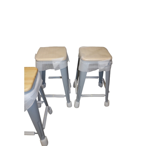 117 - Brand New in Box Pine Topped, Grey Legged Bar Stools x 4, 65cm high