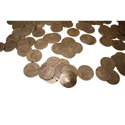 129 - George III Brass Gaming Tokens 100+