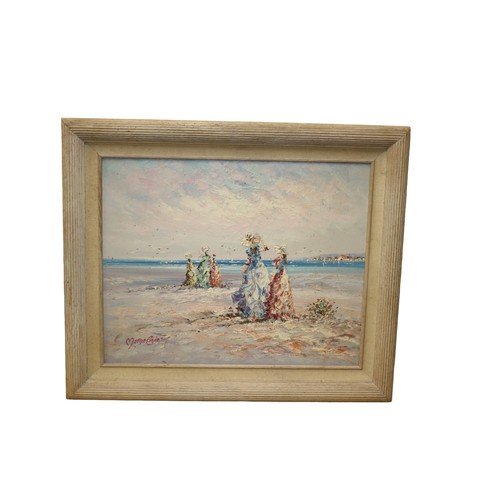 193 - Really Nice Oil on Canvas, Framed, Painting, Reminiscent of a Typical Victorian Scene of Ladies on a... 