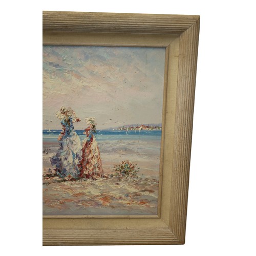 193 - Really Nice Oil on Canvas, Framed, Painting, Reminiscent of a Typical Victorian Scene of Ladies on a... 