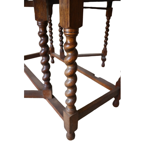 4 - Oak Drop Side Gate Leg Table with Barley Twist Legs, Early 20th Century