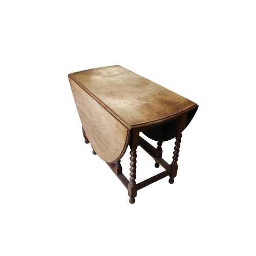 4 - Oak Drop Side Gate Leg Table with Barley Twist Legs, Early 20th Century