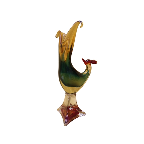 15 - Glass Murano Bird Vase, Firing Crack in Glass. 30cm Tall