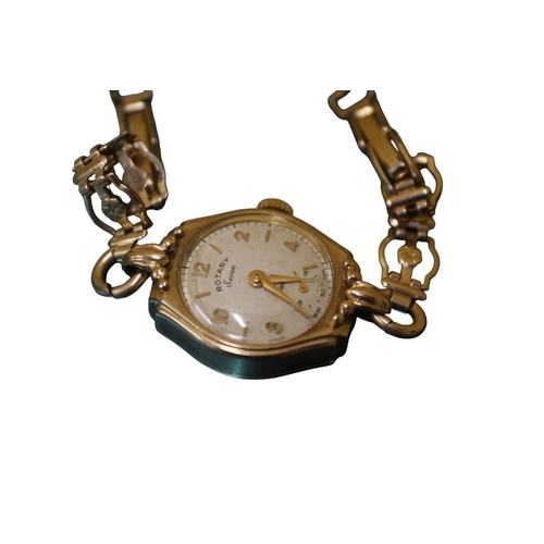 20 - Tests as 9ct Gold Rotary Seven Watch with Rolled Gold Strap, Total Weight is 14.1g