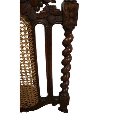 42 - Victorian Gothic Revival Carved Rattan and Barley Twist Support Chairs with Material Splat and Seat,... 