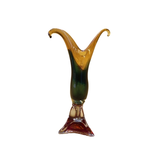 66 - Glass Murano Bird Vase, Slight Firing Crack in Glass. 30cm Tall