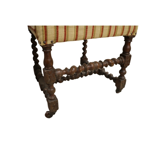 73 - Victorian Gothic Revival Carved Rattan and Barley Twist Support Chairs with Material Splat and Seat,... 