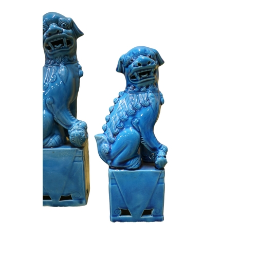 83 - 2 x Vintage Turquoise Dogs of Fo, Largest is 26cm Tall