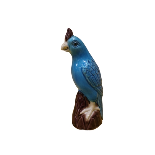 85 - Vintage Chinese Turquoise Blue Parrot, 11.5cm tall