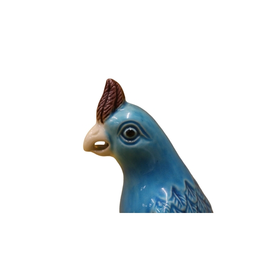 85 - Vintage Chinese Turquoise Blue Parrot, 11.5cm tall