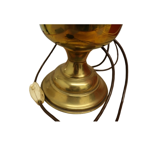 88 - Brass Converted Vintage Oil Lamp with Flume, 48cm Tall