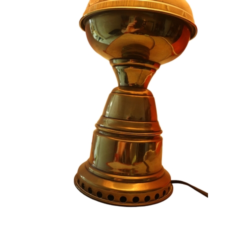 89 - Vintage Brass Converted Oil Lamp with Shade in Working Order, 49cm Tall