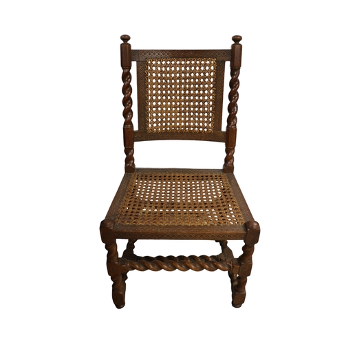 92 - 19th Century Wicker Carve Design Barley Twist Support Chair with Carvings and Rattan Splat and Seat