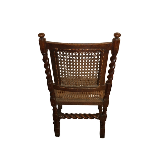 92 - 19th Century Wicker Carve Design Barley Twist Support Chair with Carvings and Rattan Splat and Seat