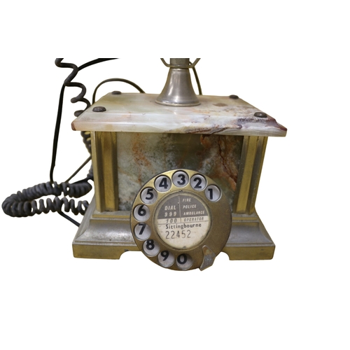 95 - 18ct Gold Plated Vintage Phone in Onyx from Italy