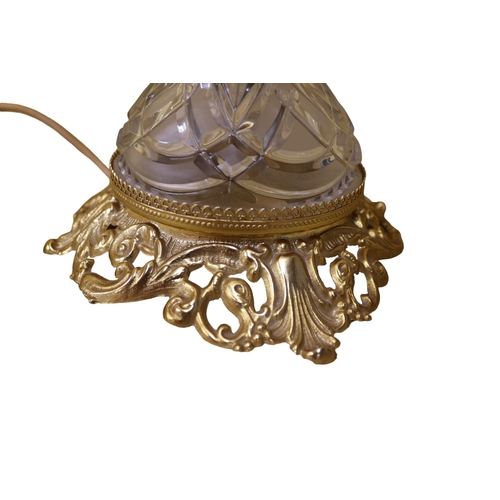 96 - Heavy Glass Gilded Lamp with Cherub, 50cm Tall - Beautiful Piece