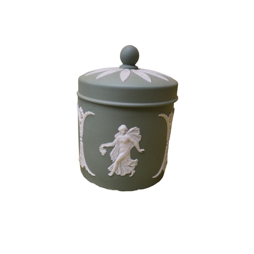 98 - 3 Lidded Wedgwood Jasperware Green