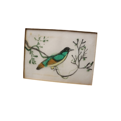 111 - Antique Chinese Kite Flyer and Bird on Silk or Pith Paper, 28 x 19.5 cm