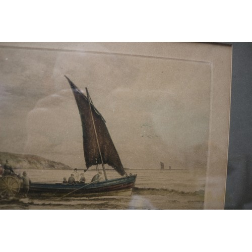 113 - Henry G Walker 1875-1932 'Off Brixham' Dry Point Etching Signed in Pencil, 52 x 42 cm