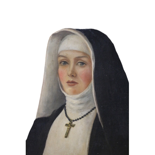 115 - Circa 20th Century Well Executed Oil On Canvas of a Church Sister, Framed, 75 x 58 cm