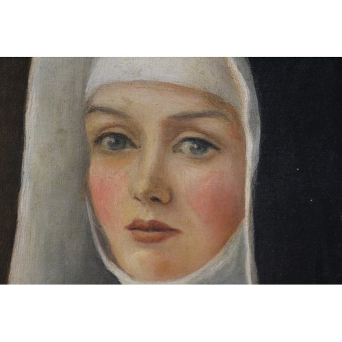 115 - Circa 20th Century Well Executed Oil On Canvas of a Church Sister, Framed, 75 x 58 cm