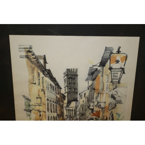 124 - Signed Etching of Italian Scene, 42.5 x 32.5 cm