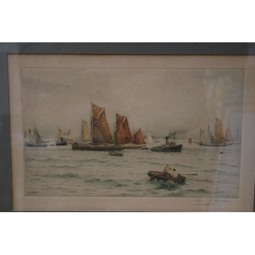 132 - Hand Signed Boat Scene, Henry G Walker, 41 x 52 cm