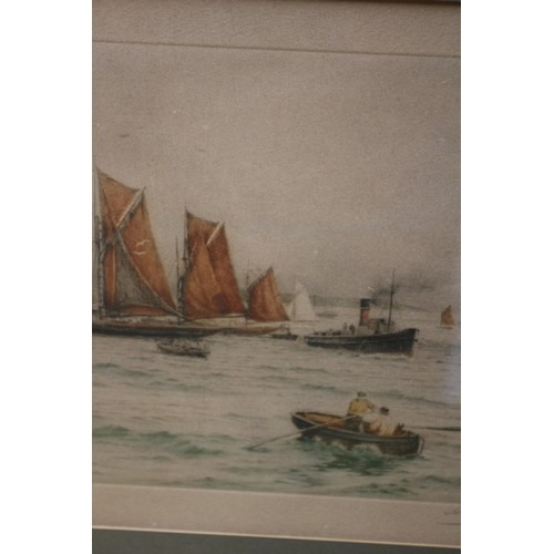 132 - Hand Signed Boat Scene, Henry G Walker, 41 x 52 cm