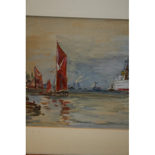 133 - Boat & Harbour Scene, Signed F C Rawson, 43.5 X 33 cm