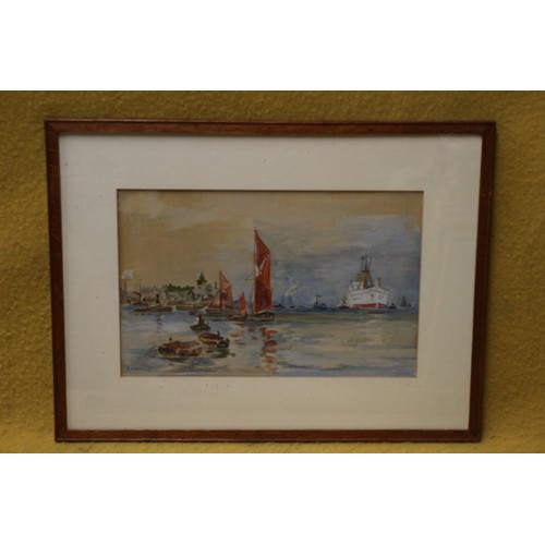 133 - Boat & Harbour Scene, Signed F C Rawson, 43.5 X 33 cm