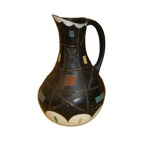 229 - Mid Century Brentleigh Ware Lorca Jug with Empressed Marks - 21cm Tall plus a Blythe Matte Black Vas... 