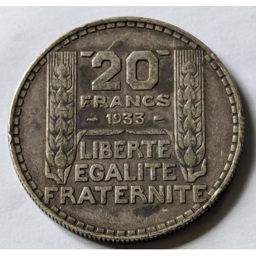 2 - Numismatics - 1933 French 20 Franc Coin - Very Nice Overall Condition