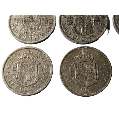 5 - Numismatics - Nice Selection of 6 x Half Crown Coins Ranging from 1948 to 1965