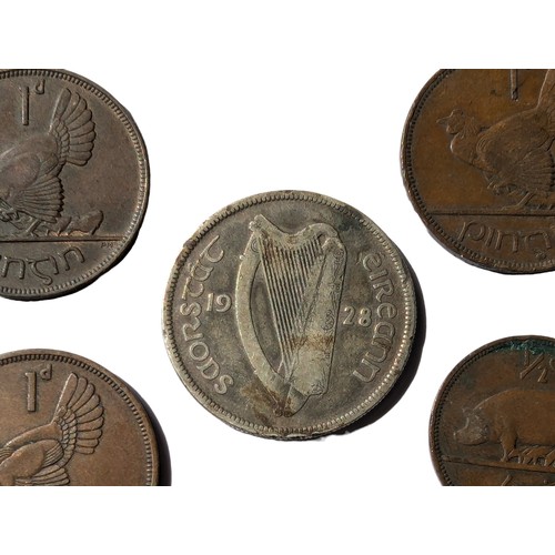 6 - Numismatics - Nice Selection of Irish Coins, including 1928 Half Crown and 2 x Pennies plus a Half P... 