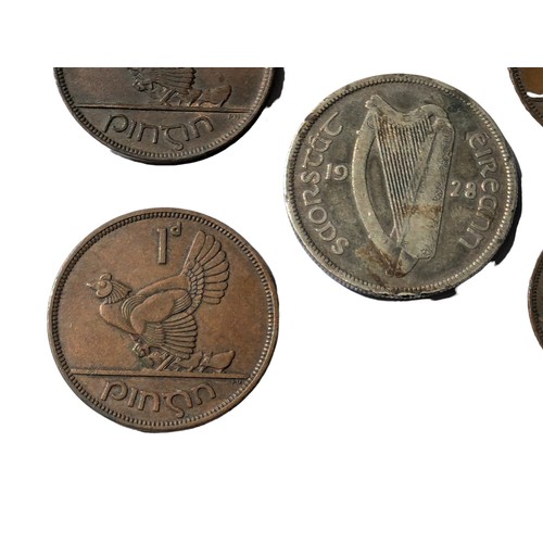 6 - Numismatics - Nice Selection of Irish Coins, including 1928 Half Crown and 2 x Pennies plus a Half P... 