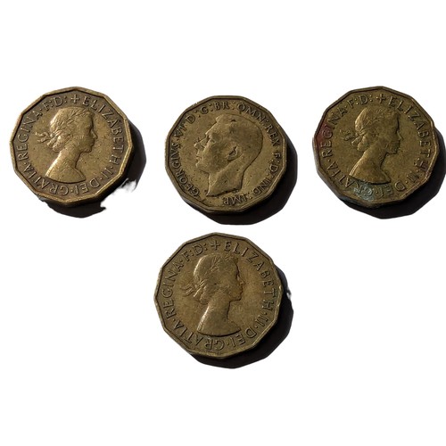 8 - Numismatics - Selection of 4 Three Penny Coins - 1942 to 1965