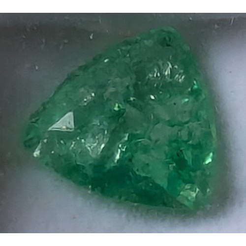 54 - Natural Emerald with GIL Certificate - Weight: 8.62ct - Colour: Green - Size: 14.3mm - Shape: Trilli... 