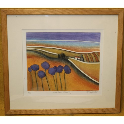 18 - Pip Carpenter - (Artist) - Signed Limited Edition Print - 4/100 - Title: Moorland Flowers - 49 x 45c... 