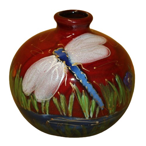 45 - Anita Harris Art Pottery 'Dragonfly' Marrakech Vase, 9cm Tall, Signed in Gold