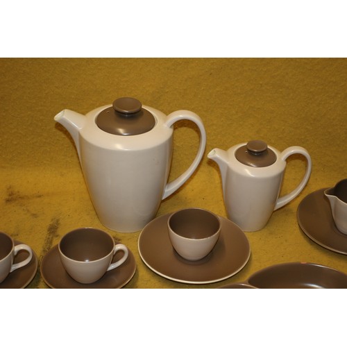 69 - Poole Pottery Coffee Set Twin Tone ' Sepia & Mushroom' 29 Pieces Plus