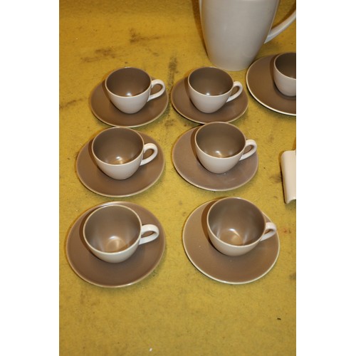 69 - Poole Pottery Coffee Set Twin Tone ' Sepia & Mushroom' 29 Pieces Plus