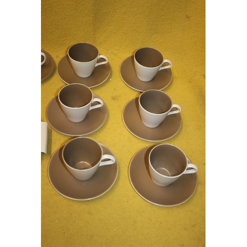 69 - Poole Pottery Coffee Set Twin Tone ' Sepia & Mushroom' 29 Pieces Plus