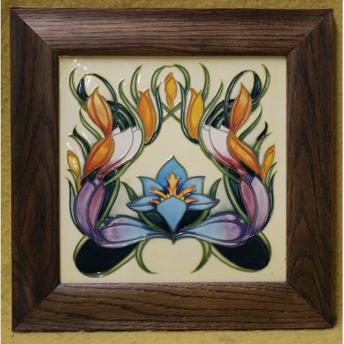 73 - Moorcroft 'Spring Pearl' Wall Plaque, By Philip Gibson and Signed to Back, 30 x 30 cm , 1st Quantity