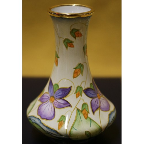 94 - Moorcroft 'Sweet Thief' Enamelled 2001 Boxed Vase, 8cm Tall, Including Paper Card, 1st Quantity