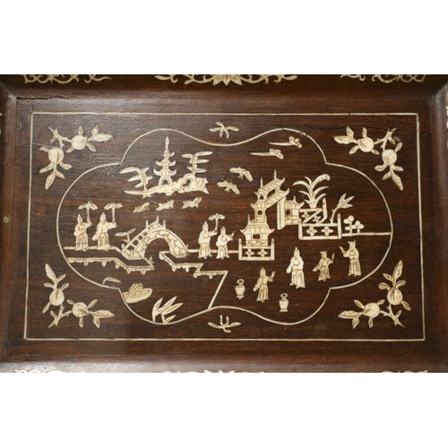 97 - Bone Inlaid Oriental Tray, 31cm x 21.5cm